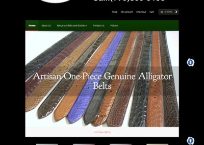 screenshot of the Alligator Belts webpage for sample