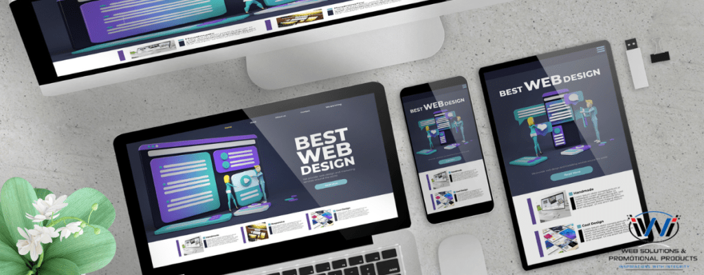 computer and devices with best web design images and words